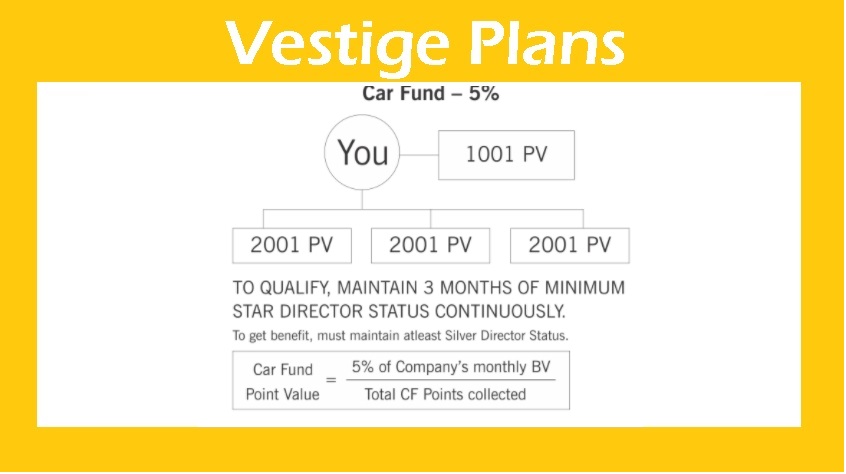 Steps to earn car fund income by Vestige Marketing and Business Plan.
