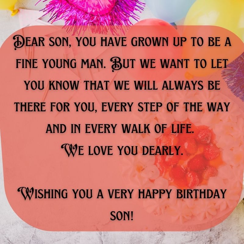 18th birthday wishes for son from parents