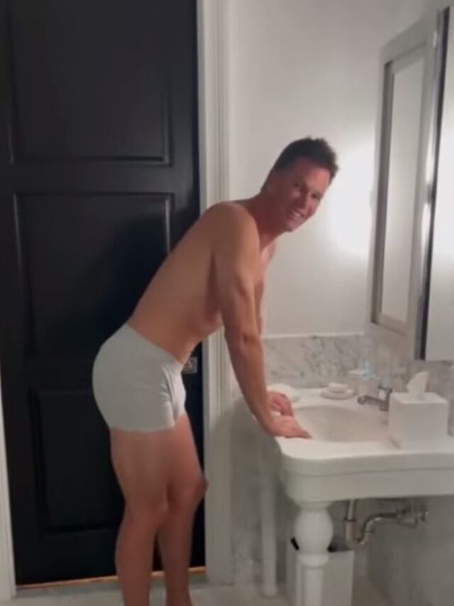 Tom Brady filmed in bathroom, only underwear what is happening?
